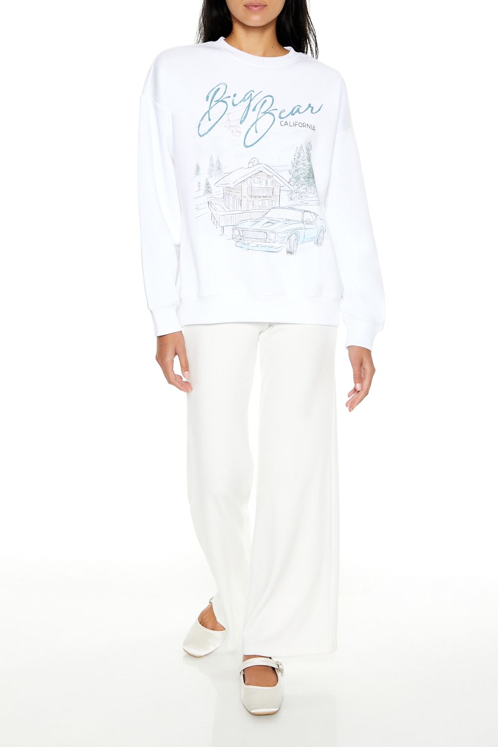  Forever 21 Big Bear California Graphic Pullover - white multi - Bonton