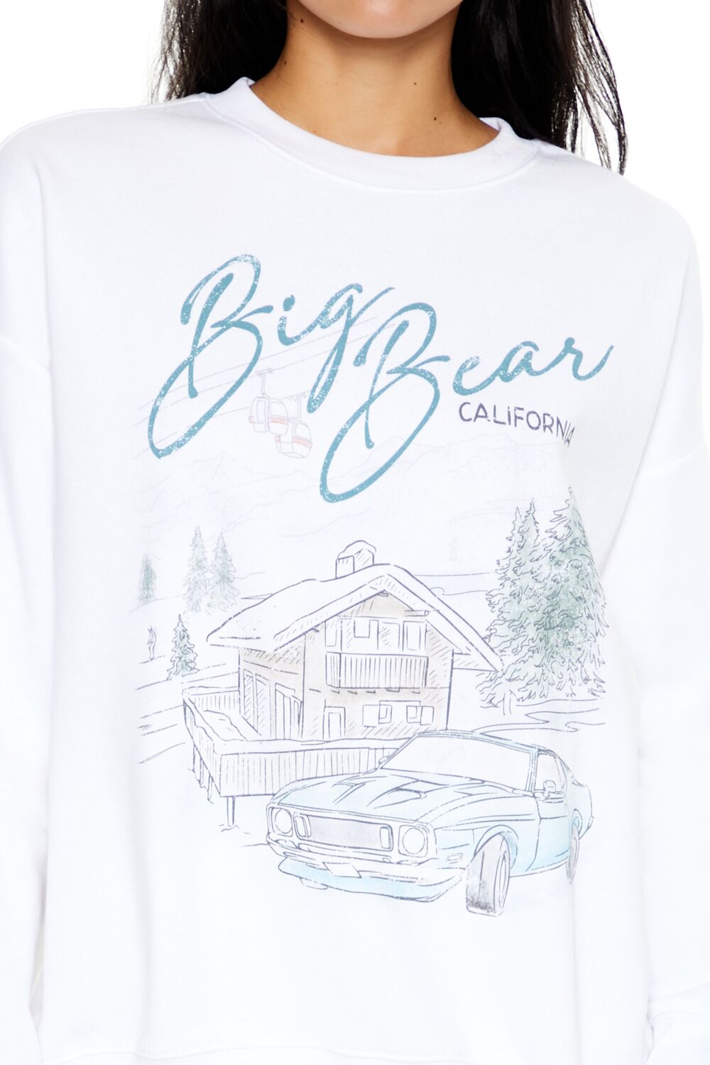  Forever 21 Big Bear California Graphic Pullover - white multi - Bonton