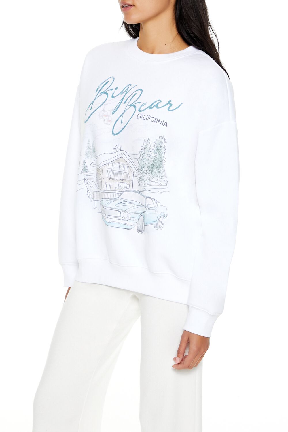  Forever 21 Big Bear California Graphic Pullover - white multi - Bonton