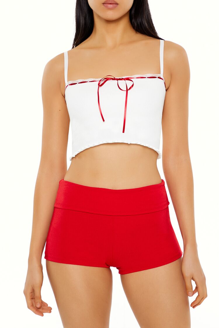  Forever 21 Seamless Bow Bralette - white-red - Bonton