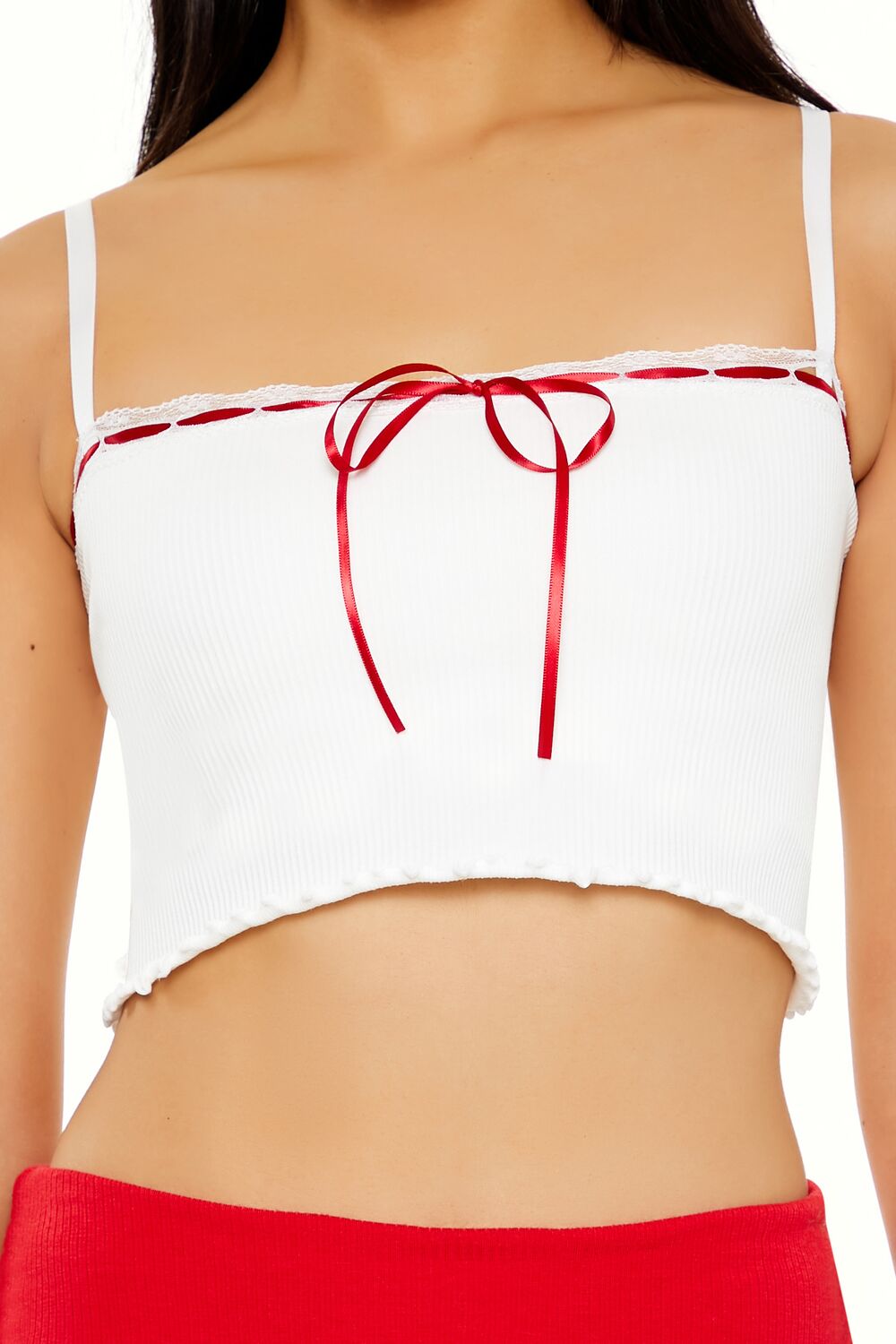  Forever 21 Seamless Bow Bralette - white-red - Bonton