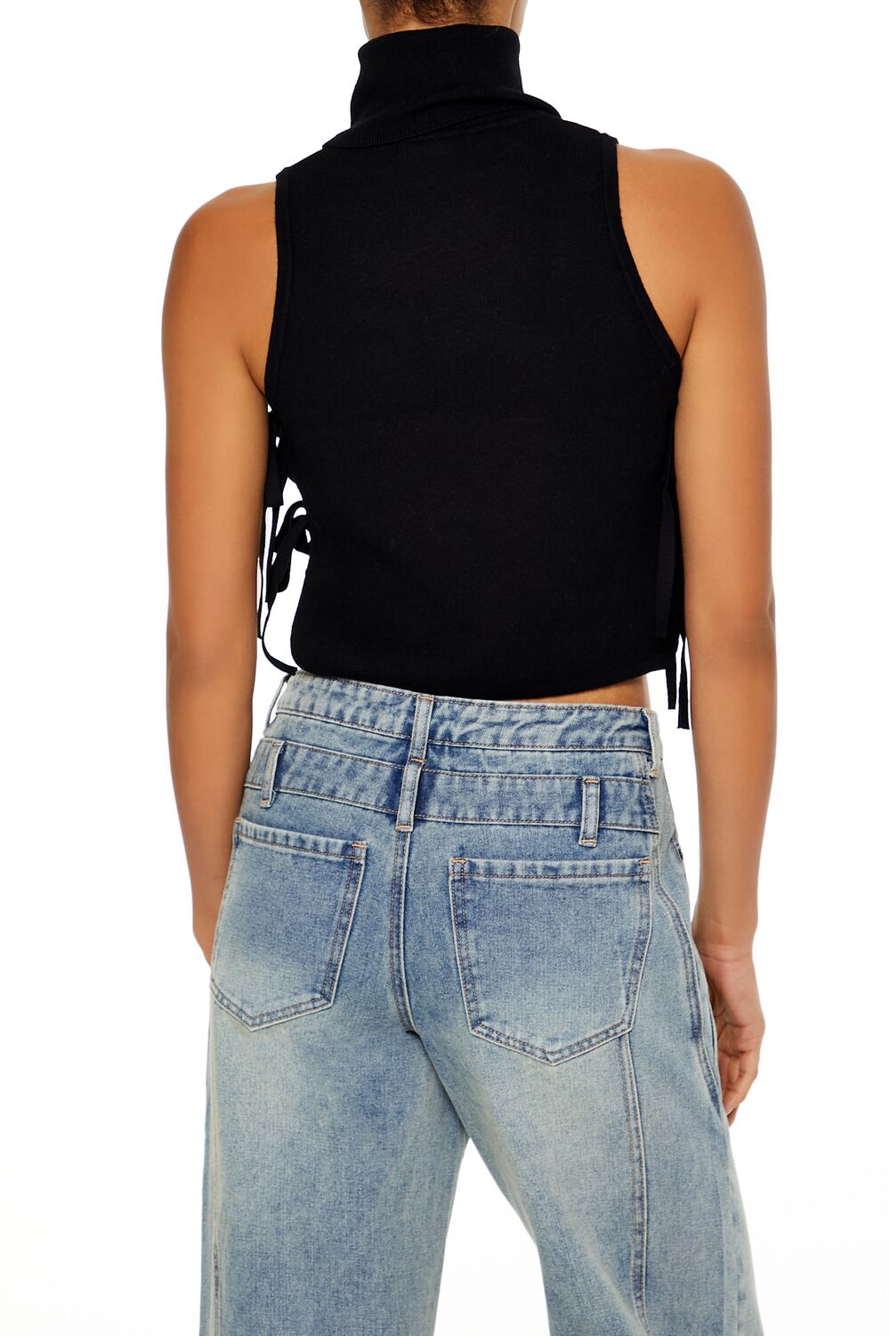  Forever 21 Sweater-Knit Open-Side Crop Top - black - Bonton