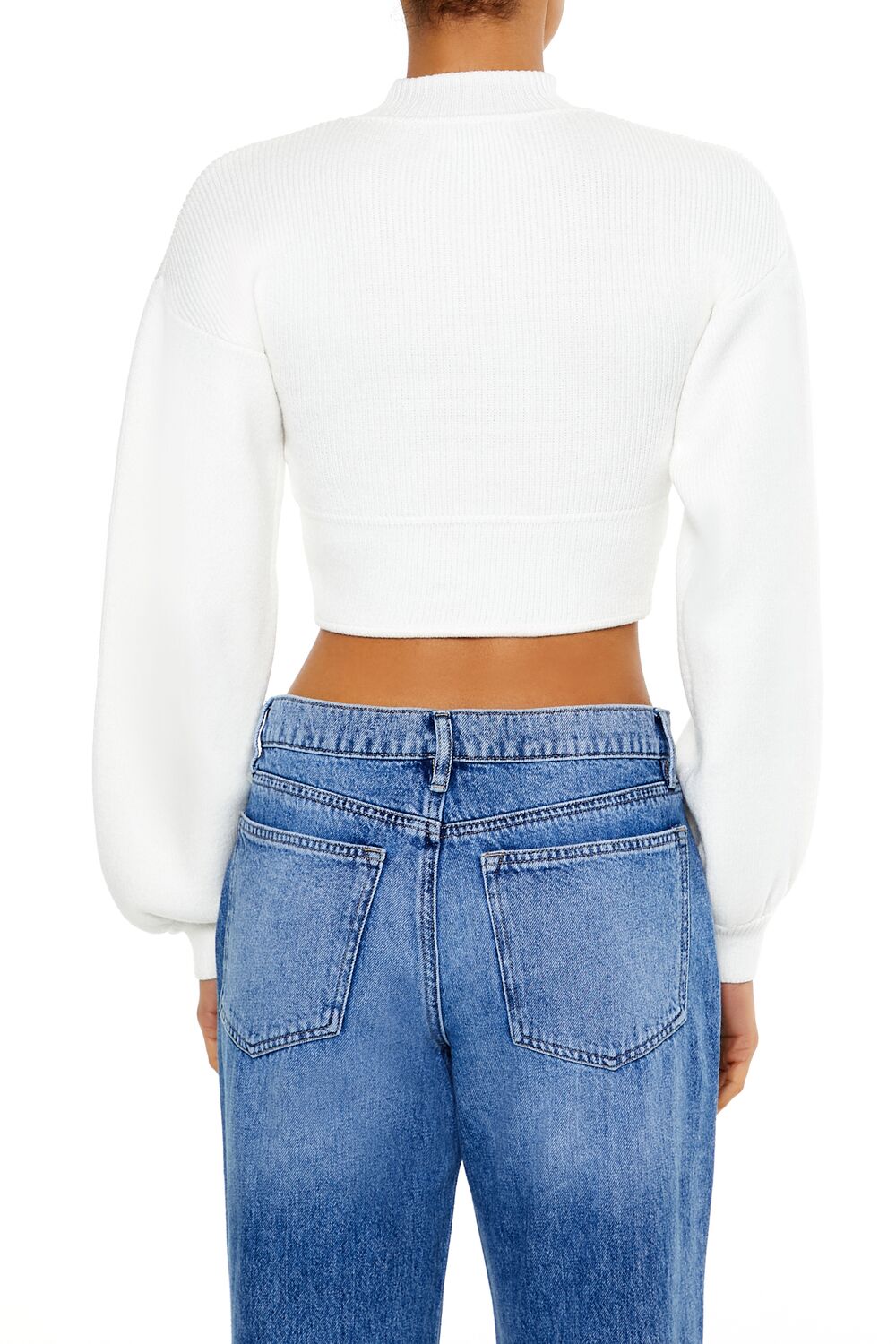  Forever 21 Mock Neck Cropped Sweater - cream - Bonton