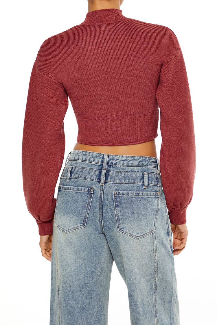  Forever 21 Mock Neck Cropped Sweater - cream - Bonton