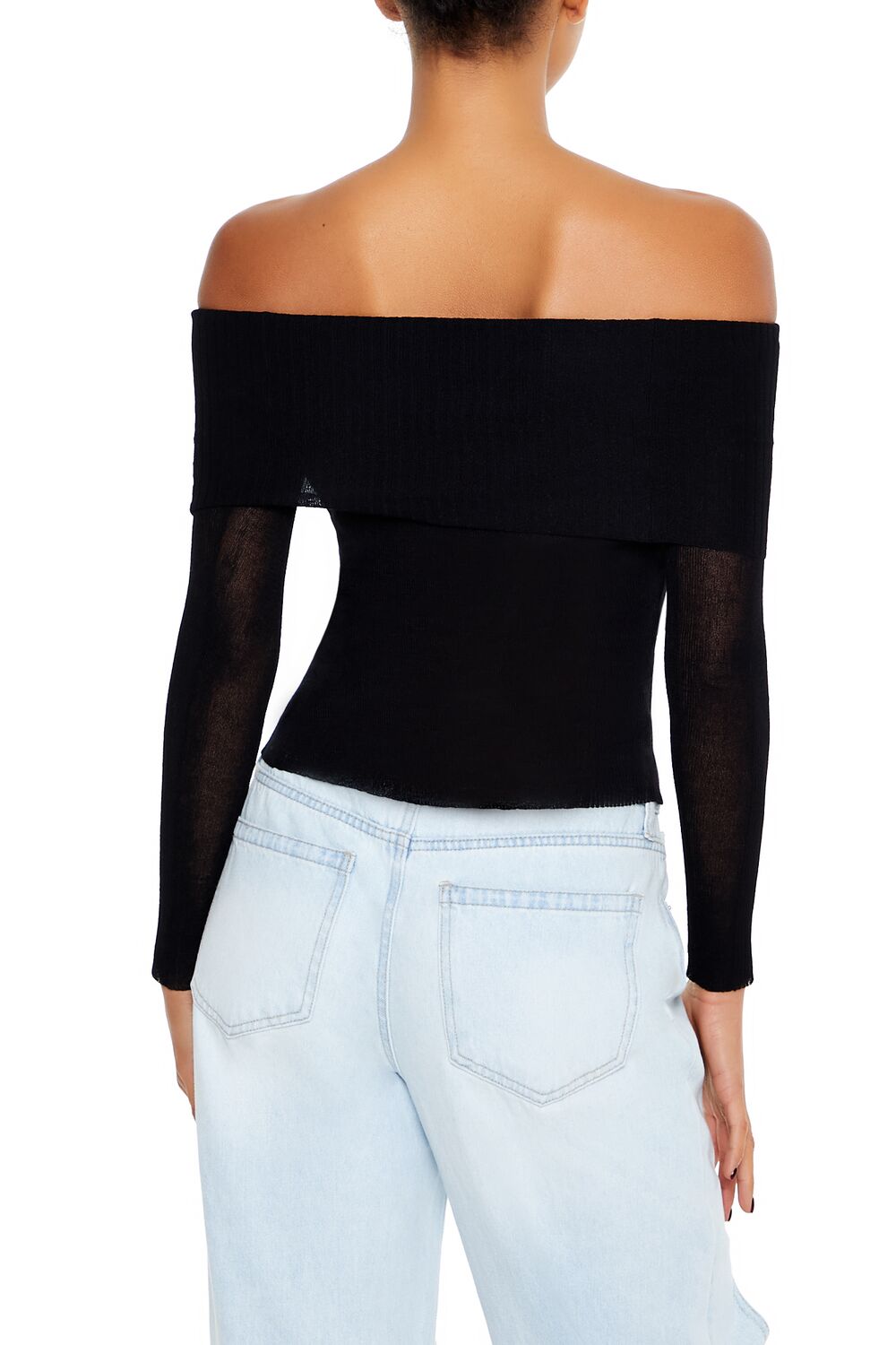  Forever 21 Foldover Off-the-Shoulder Sweater - pale green - Bonton