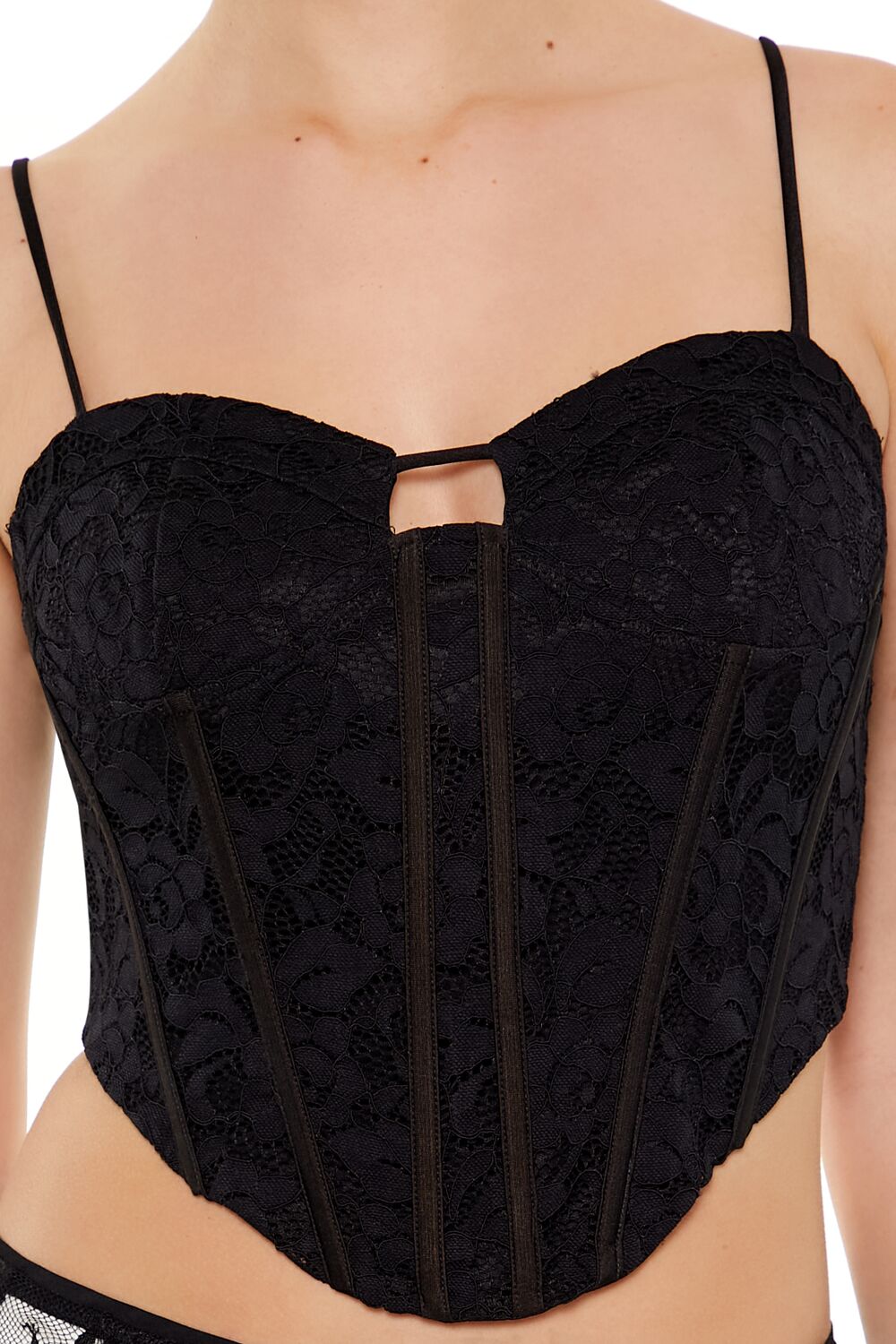  Forever 21 Lace Sweetheart Corset Cami - black - Bonton