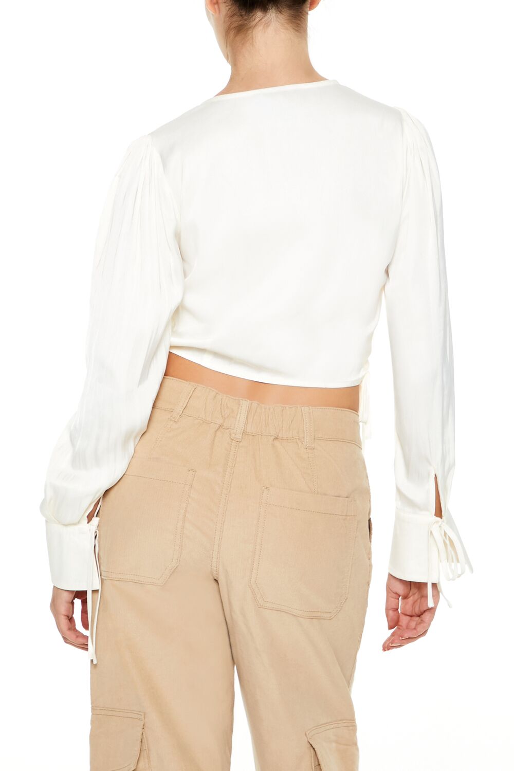  Forever 21 Tie-Front Wrap Crop Top - turkish coffee - Bonton