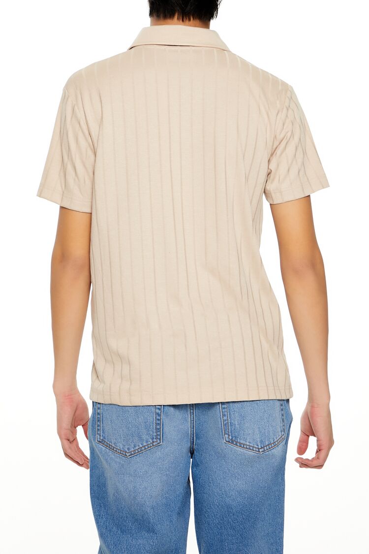  Forever 21 Striped Split-Neck Polo Shirt - sage - Bonton
