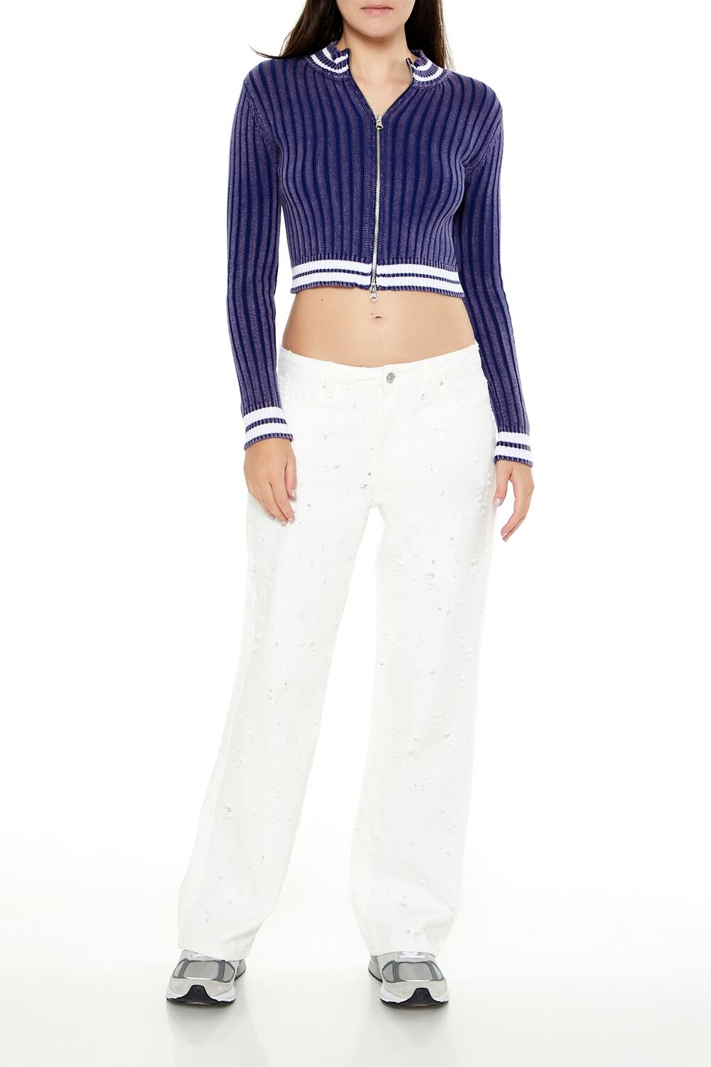  Forever 21 Twill Mid-Rise Pants - white - Bonton