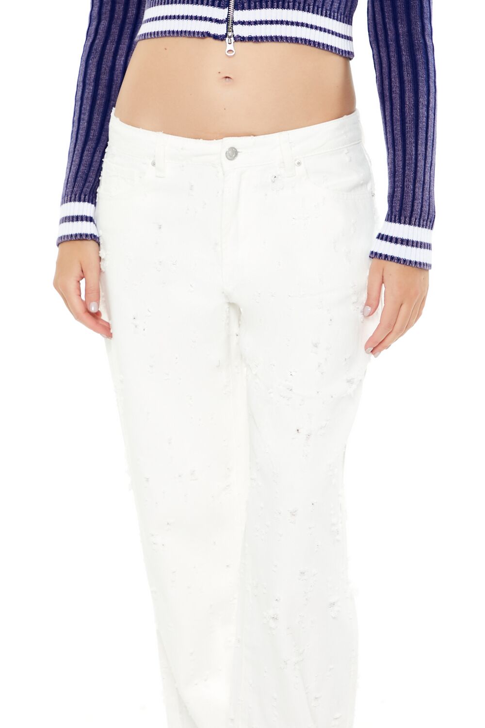  Forever 21 Twill Mid-Rise Pants - white - Bonton