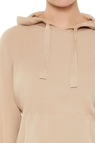 Sweater-Knit Drop-Sleeve Hoodie
