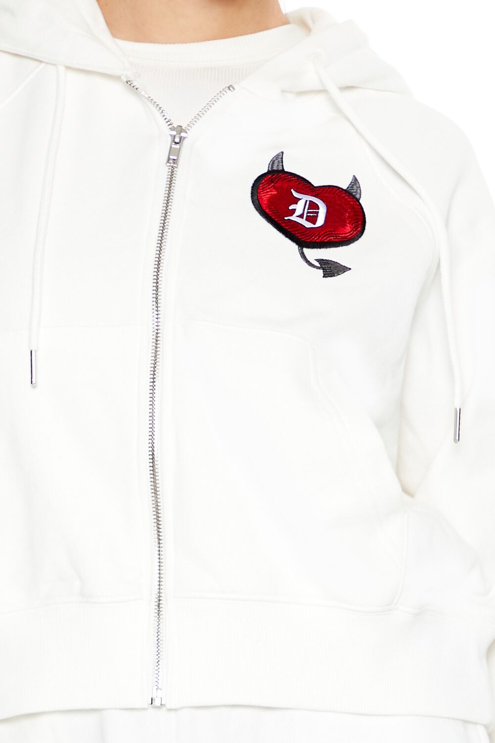  Forever 21 Stealin Hearts Patch Zip-Up Hoodie - white multi - Bonton