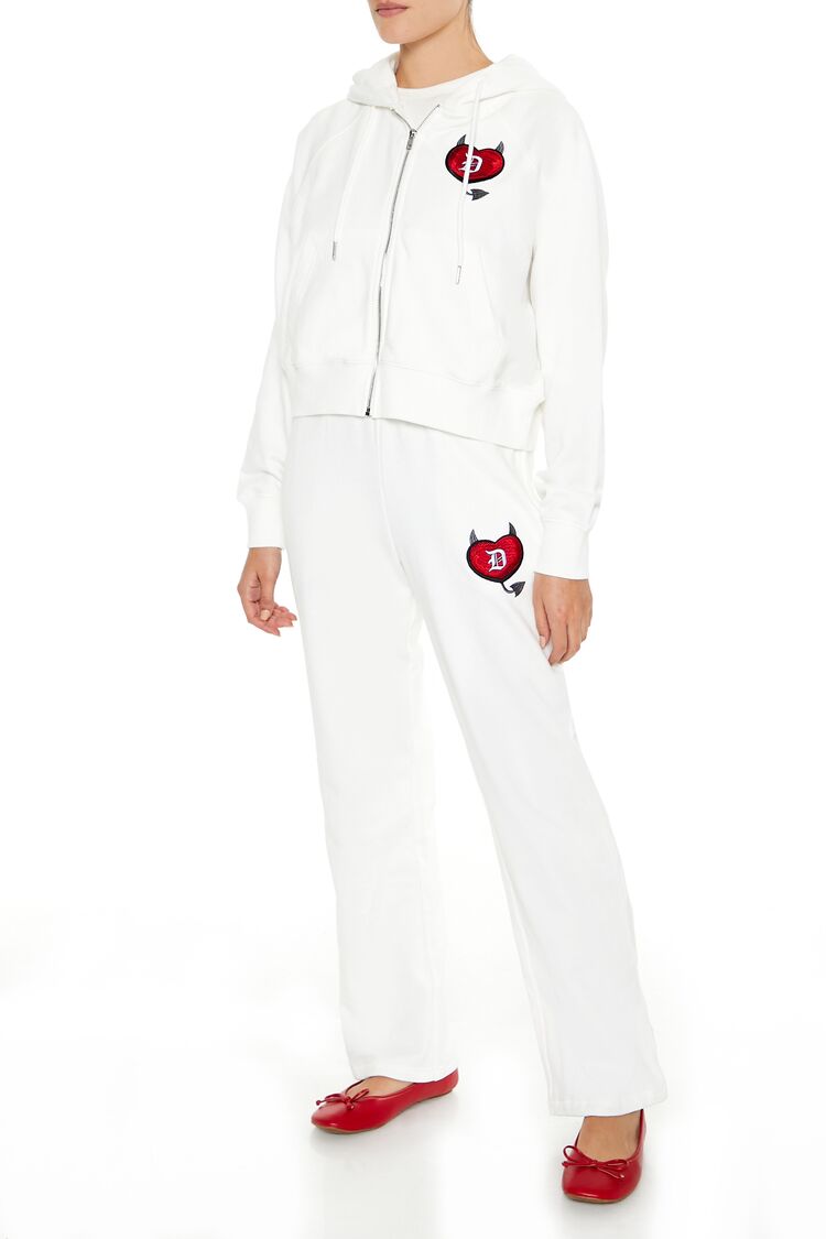  Forever 21 Embroidered Devil Heart Sweatpants - white-multi - Bonton