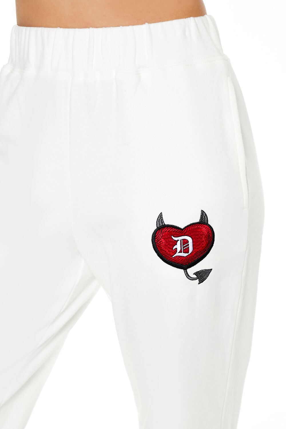  Forever 21 Embroidered Devil Heart Sweatpants - white-multi - Bonton