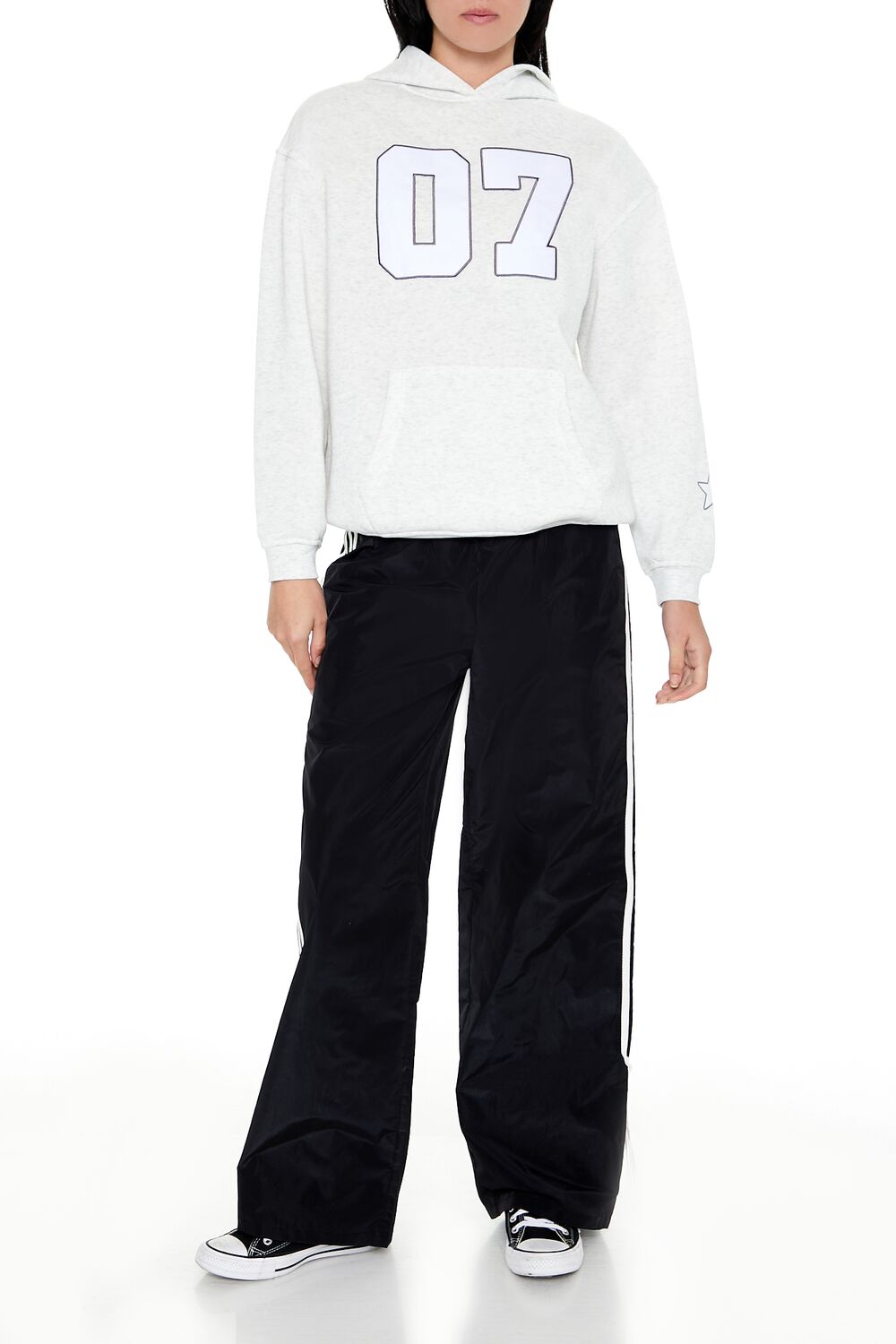  Forever 21 07 Graphic Fleece Hoodie - heather grey multi - Bonton