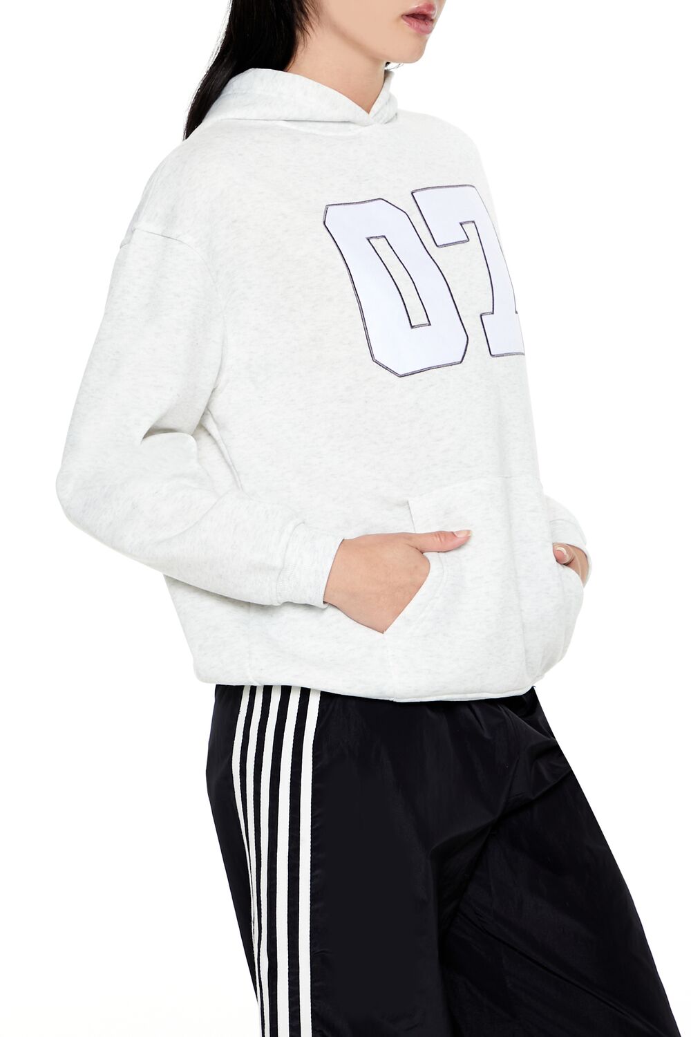  Forever 21 07 Graphic Fleece Hoodie - heather grey multi - Bonton