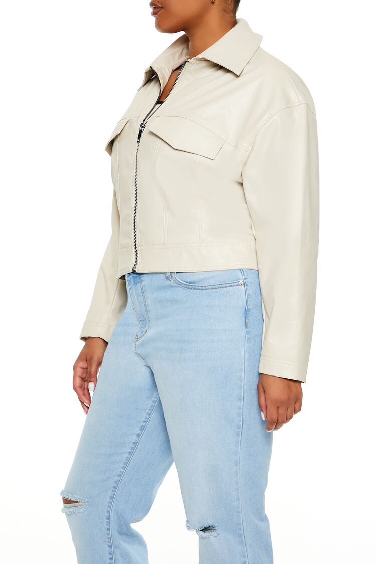  Forever 21 Plus Size Faux Leather Jacket - champagne-swatch - Bonton
