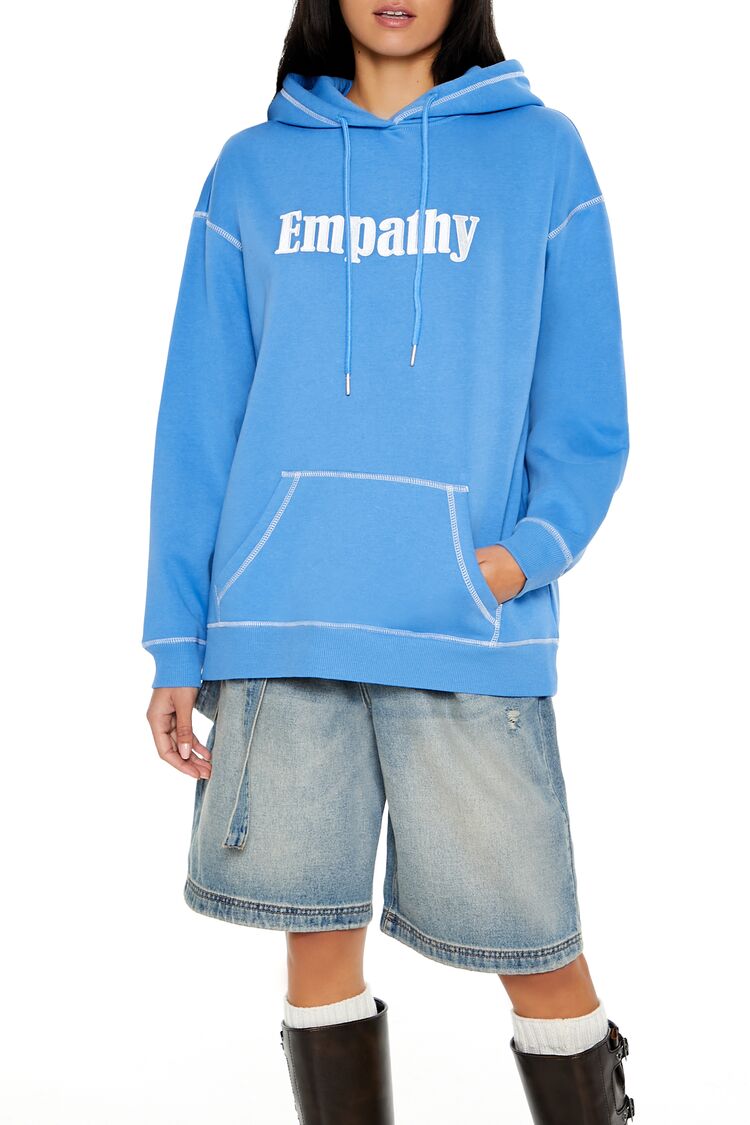  Forever 21 Empathy Fleece Hoodie - light blue multi - Bonton