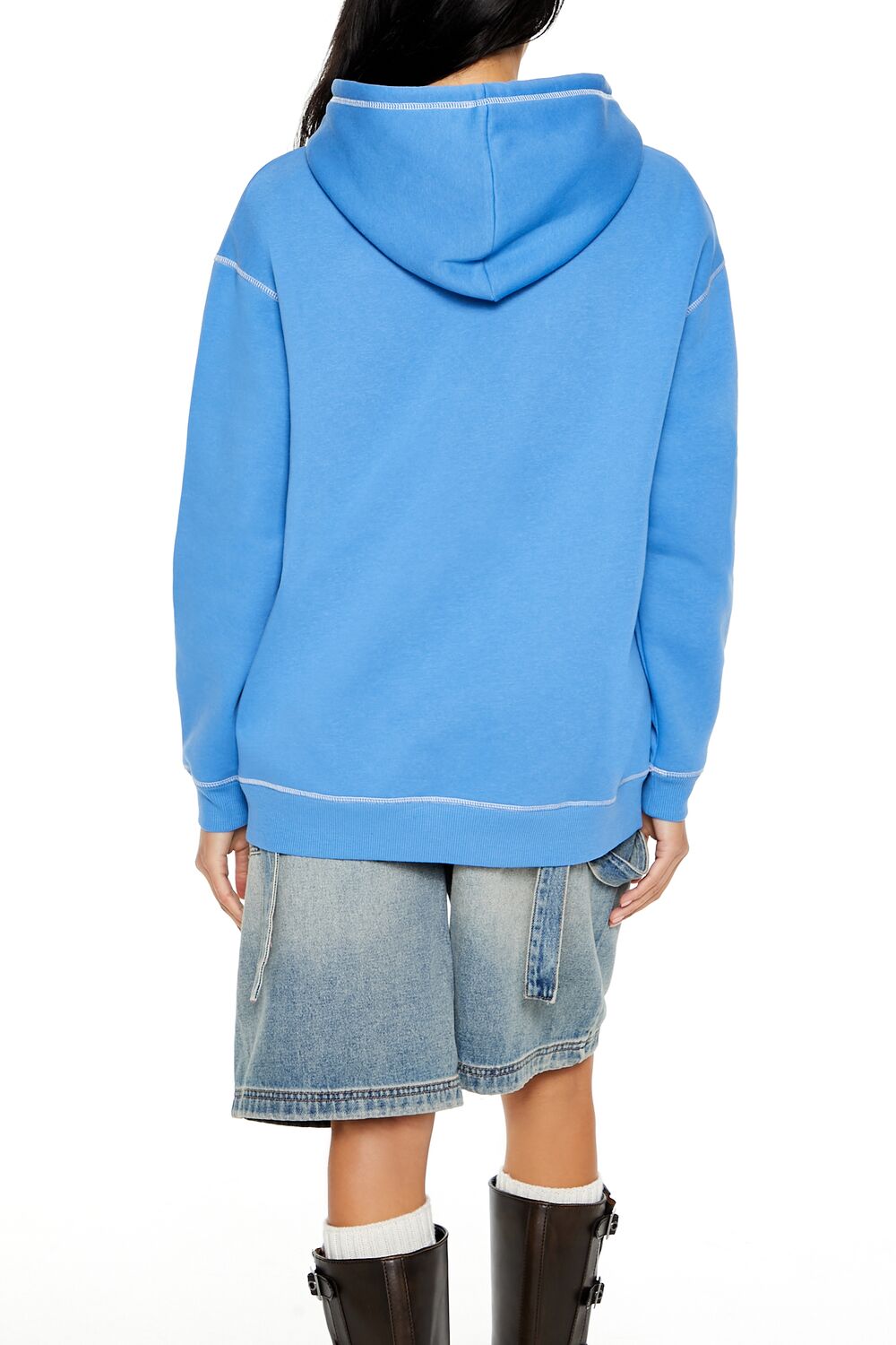  Forever 21 Empathy Fleece Hoodie - light blue multi - Bonton