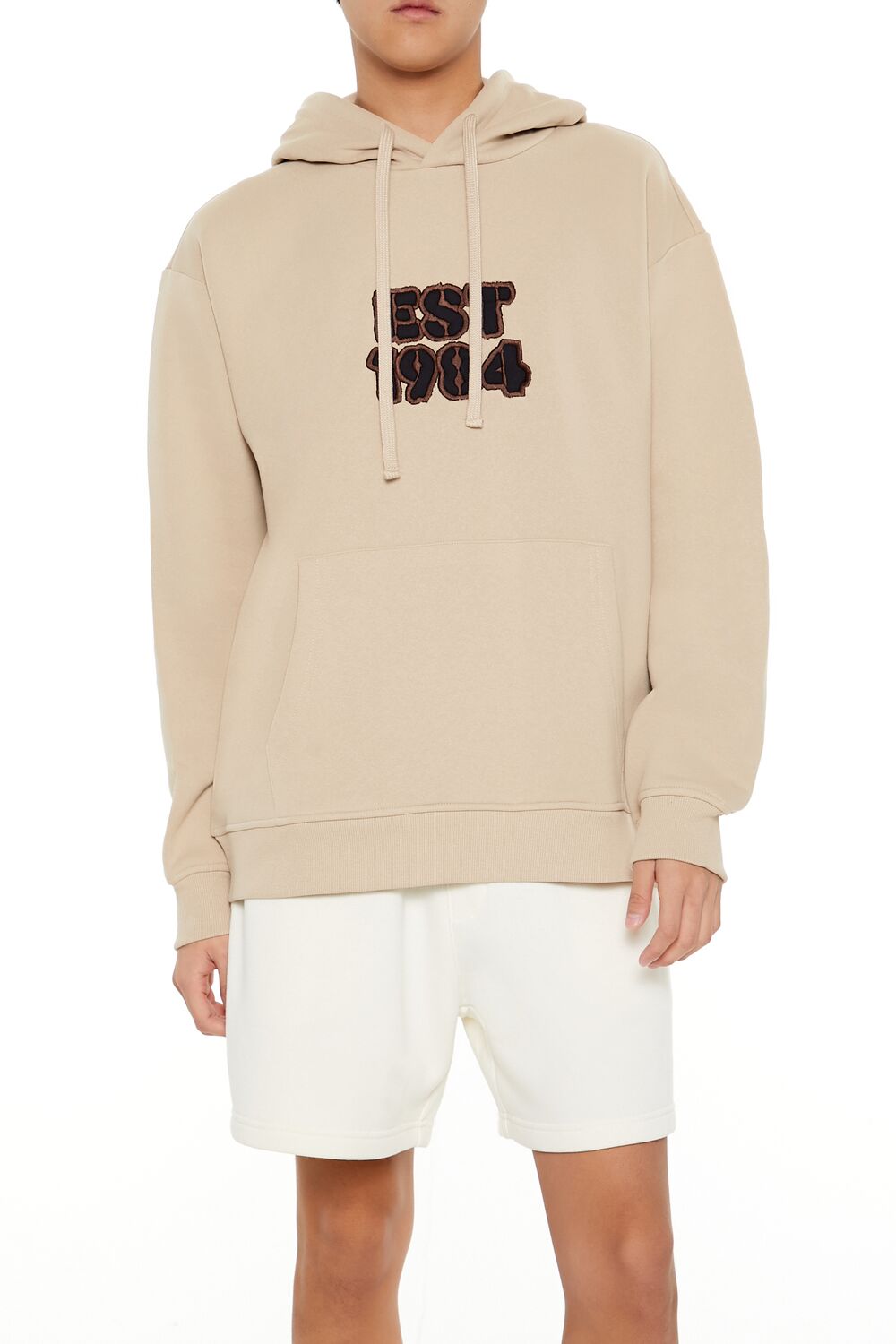  Forever 21 EST 1984 Patch Hoodie - tan multi - Bonton