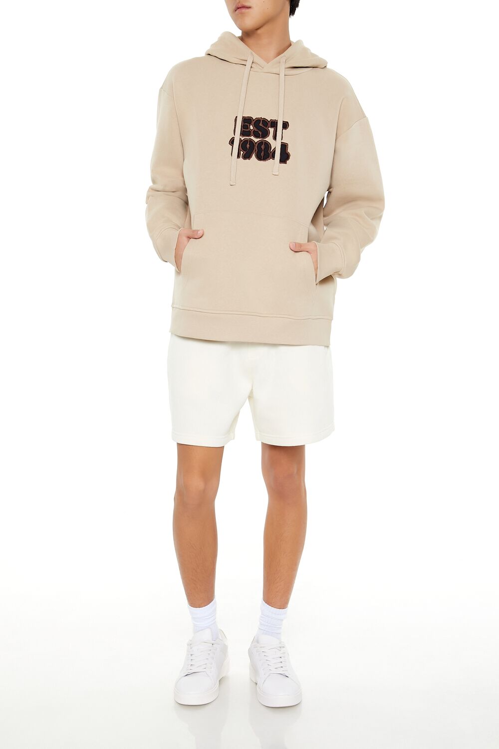  Forever 21 EST 1984 Patch Hoodie - tan multi - Bonton