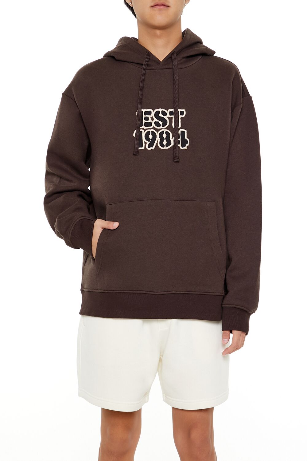  Forever 21 EST 1984 Patch Hoodie - tan multi - Bonton