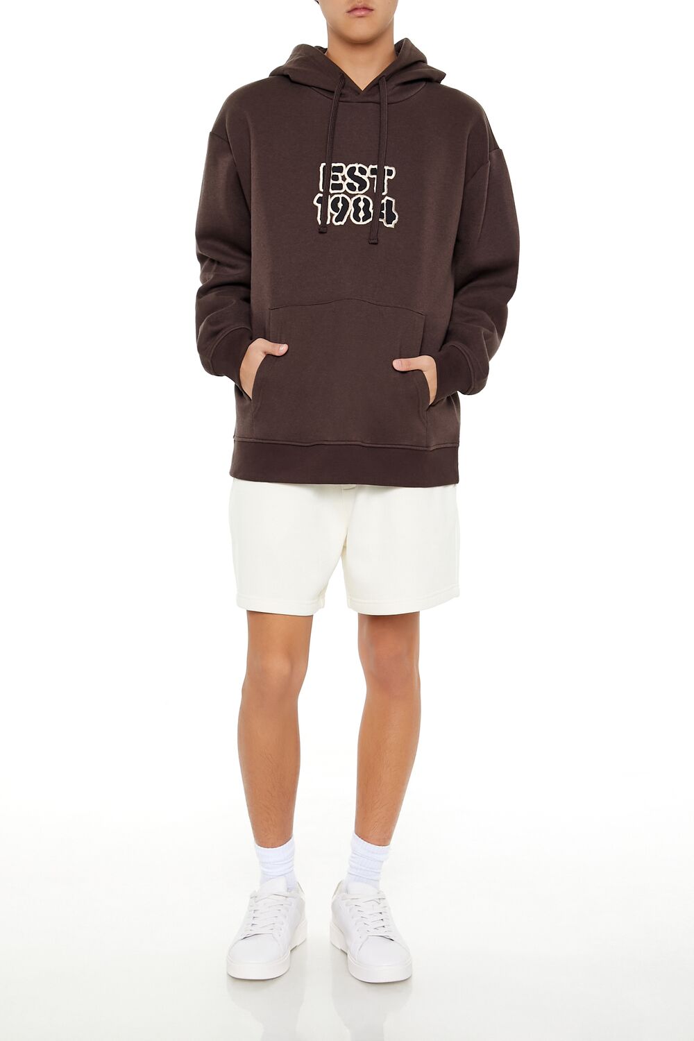  Forever 21 EST 1984 Patch Hoodie - tan multi - Bonton