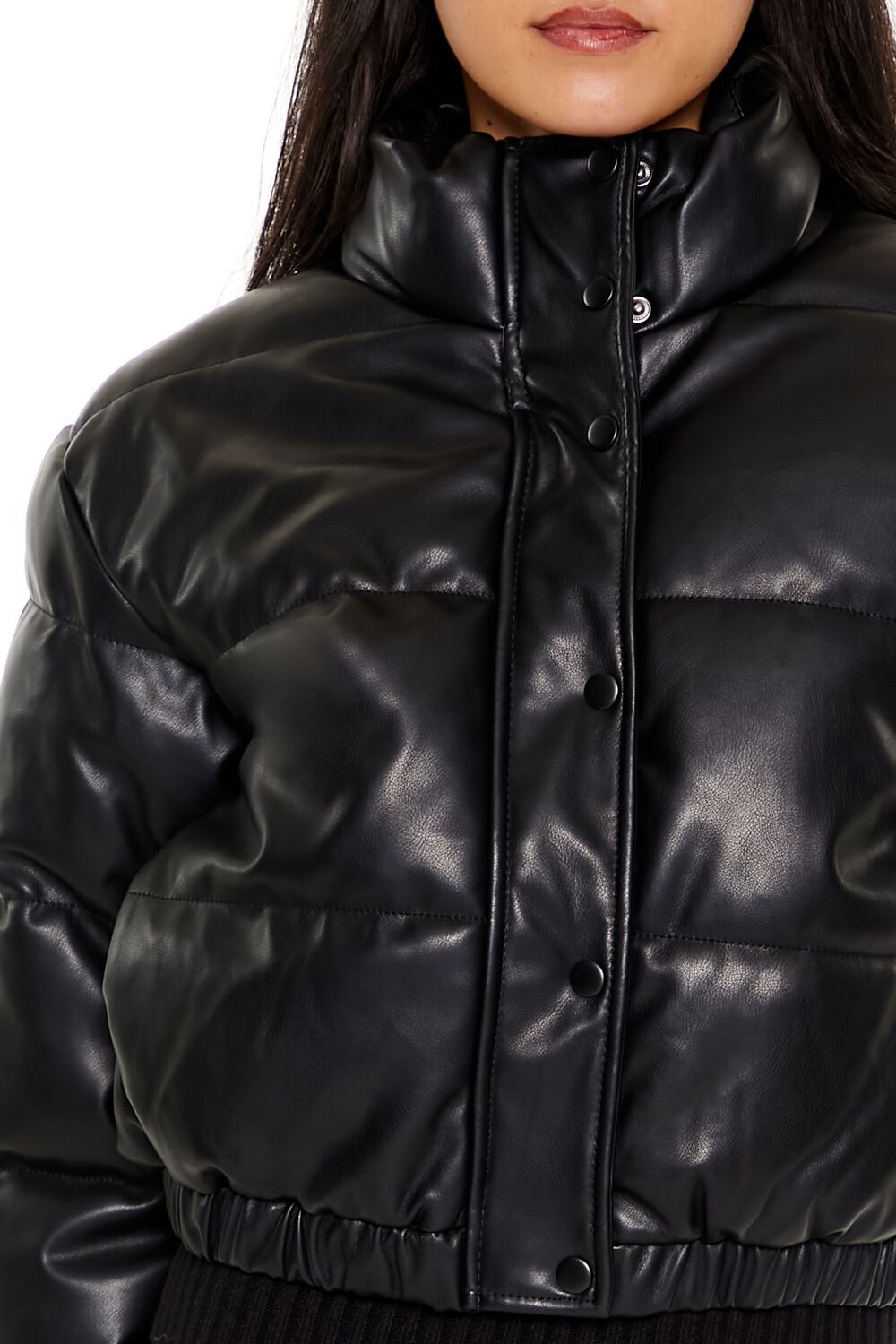  Forever 21 Quilted Faux Leather Bomber Jacket - black-swatch - Bonton