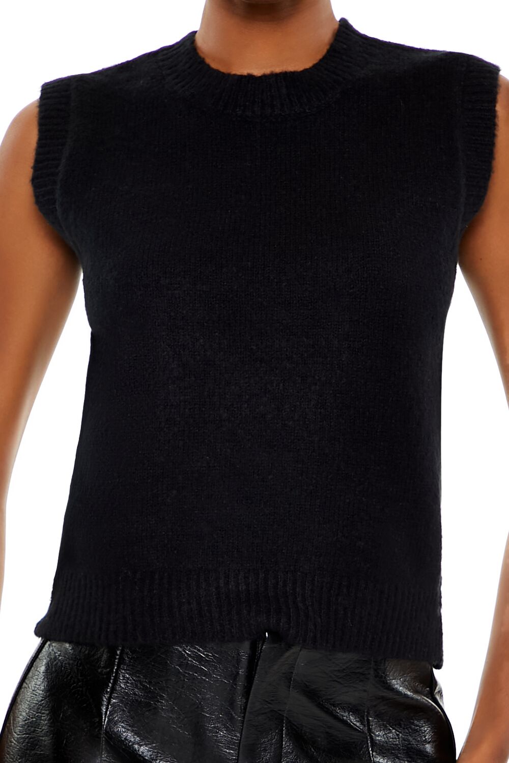  Forever 21 Fuzzy Knit Sweater Vest - black - Bonton