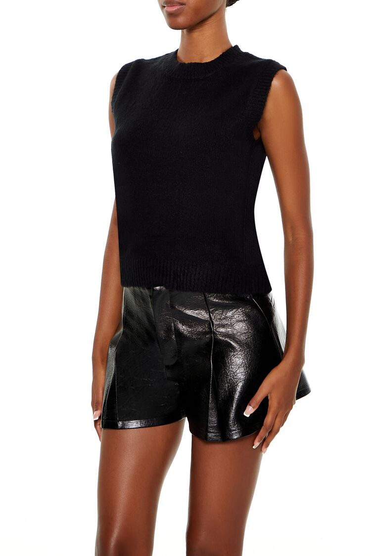  Forever 21 Fuzzy Knit Sweater Vest - black - Bonton