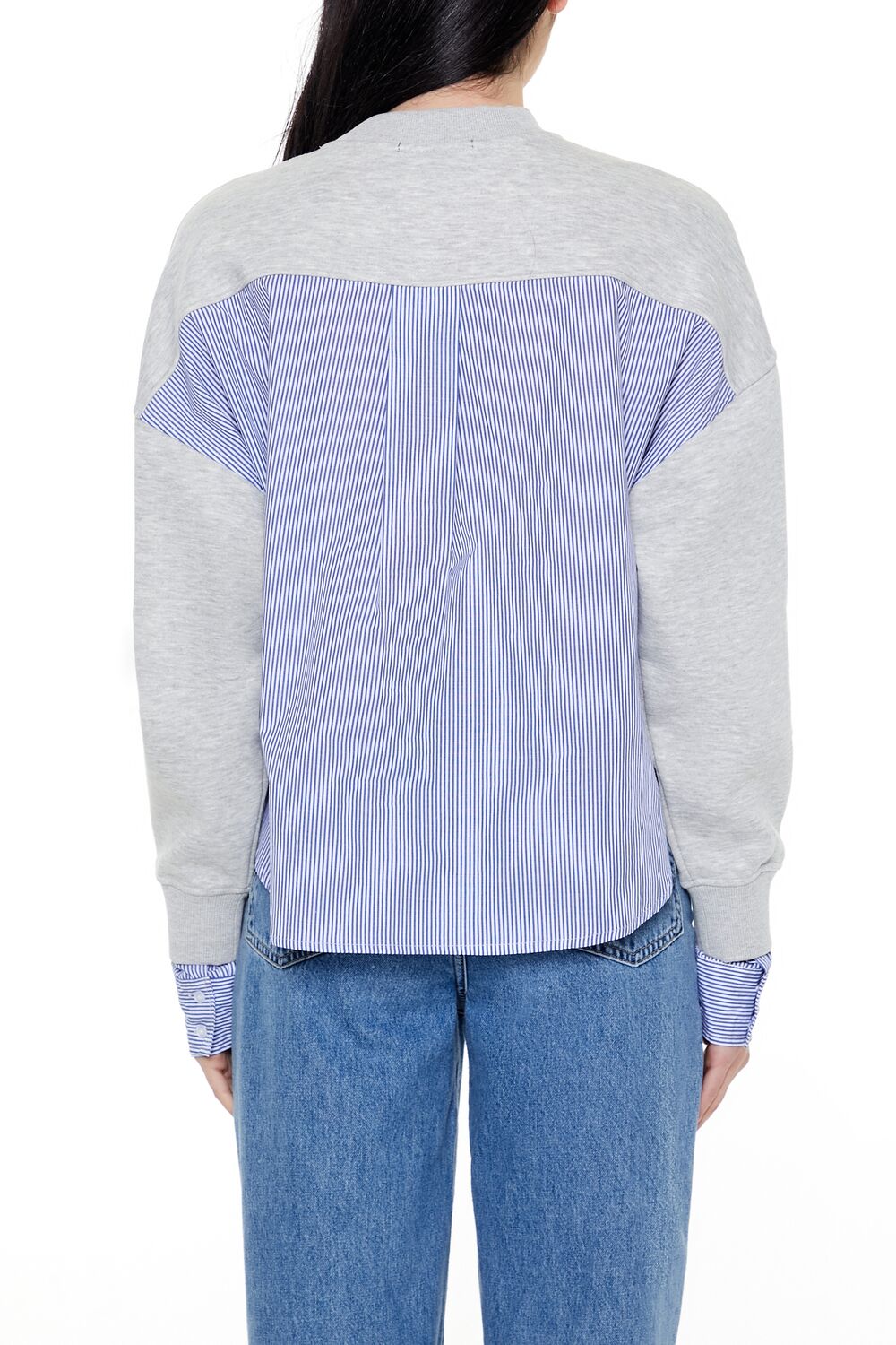  Forever 21 Striped Colorblock Combo Pullover - heather grey multi - Bonton