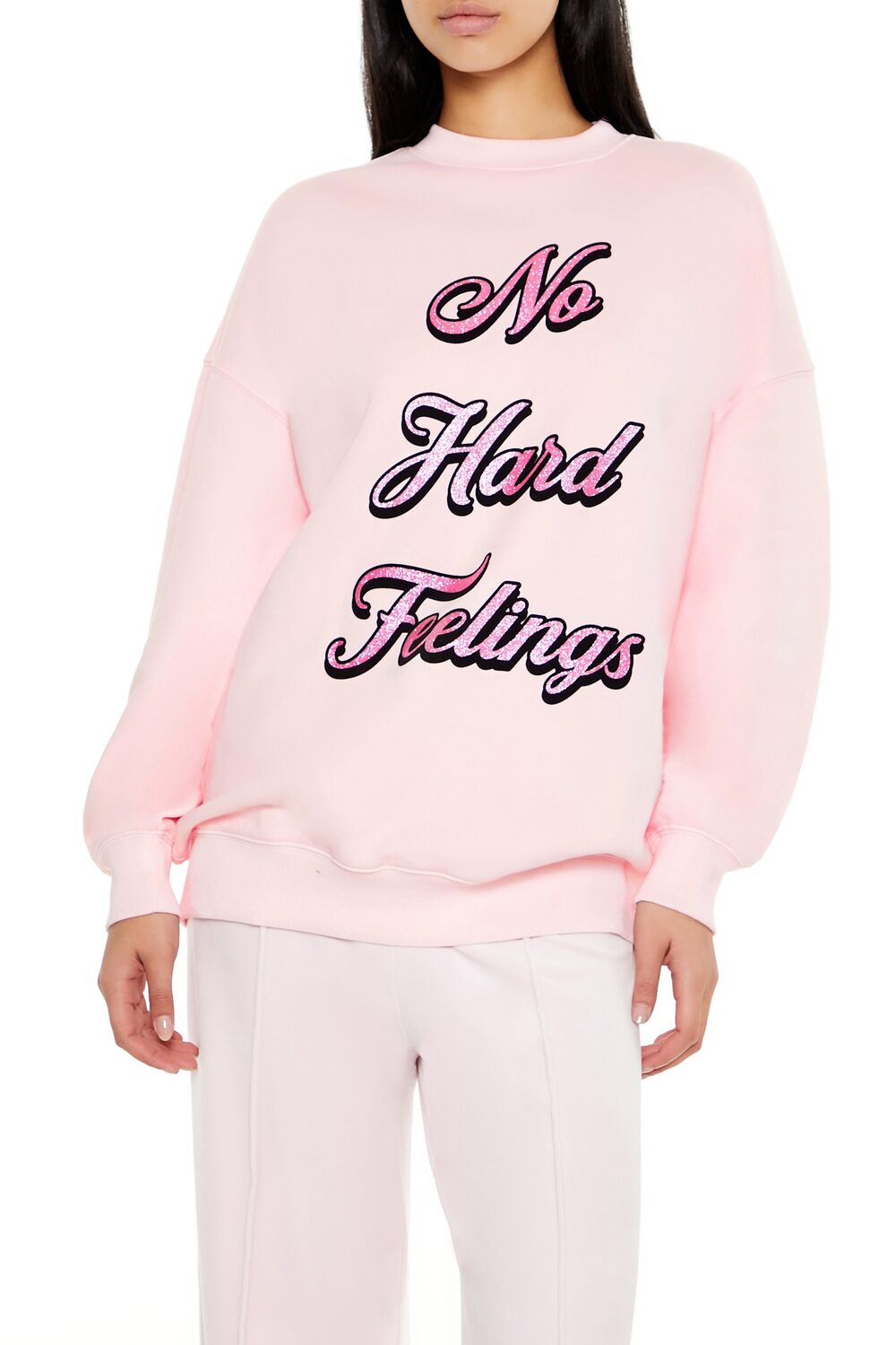  Forever 21 Glitter No Hard Feelings Pullover - pink multi - Bonton