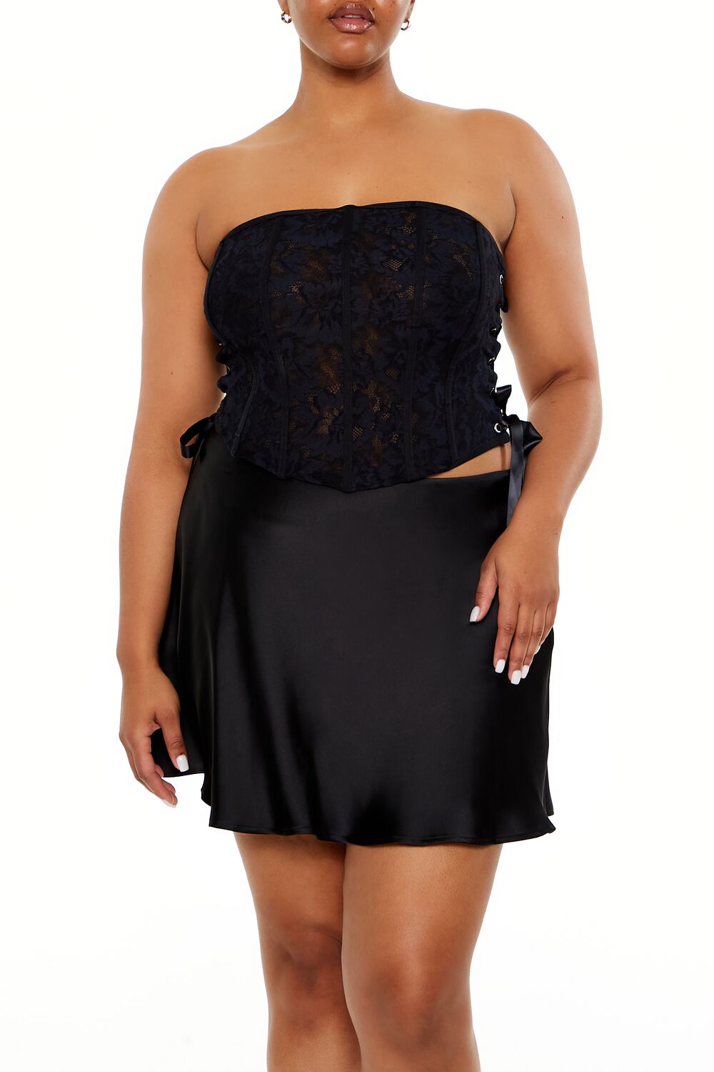  Forever 21 Plus Size Lace-Up Tube Top - petal pink - Bonton