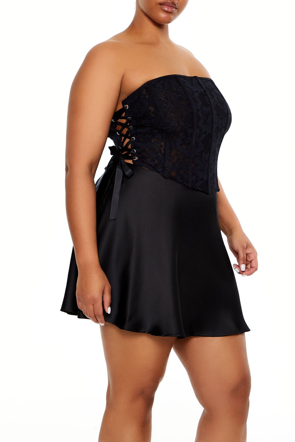  Forever 21 Plus Size Lace-Up Tube Top - petal pink - Bonton