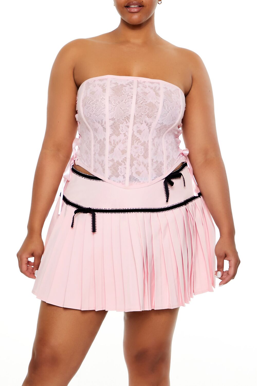  Forever 21 Plus Size Lace-Up Tube Top - petal pink - Bonton