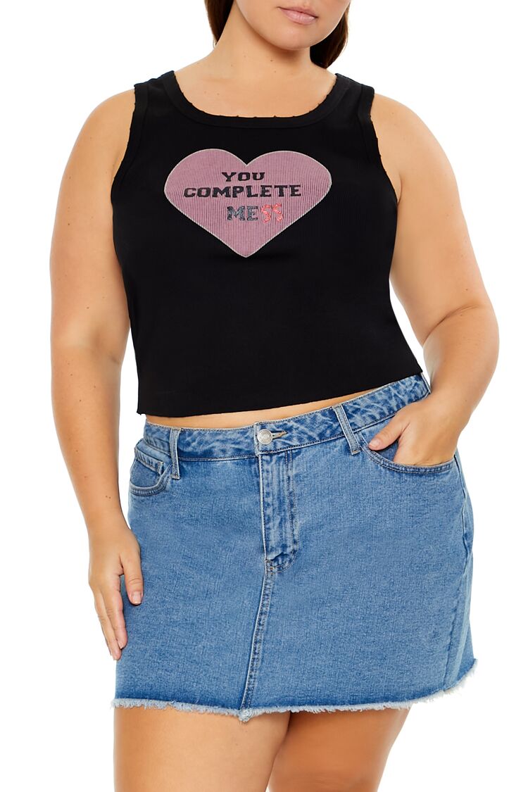  Forever 21 Plus Size Complete Mess Tank Top - black multi - Bonton