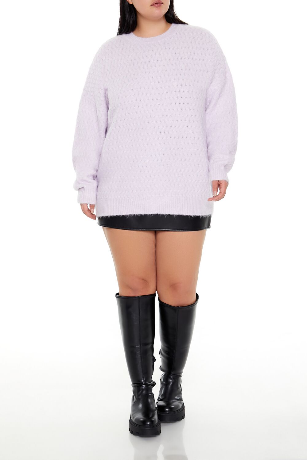  Forever 21 Plus Size Textured Drop-Sleeve Sweater - petal pink - Bonton