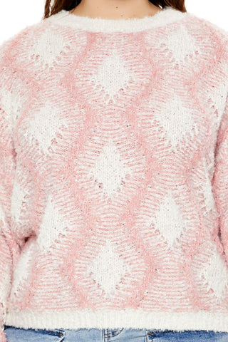 Plus Size Marled Diamond Knit Sweater