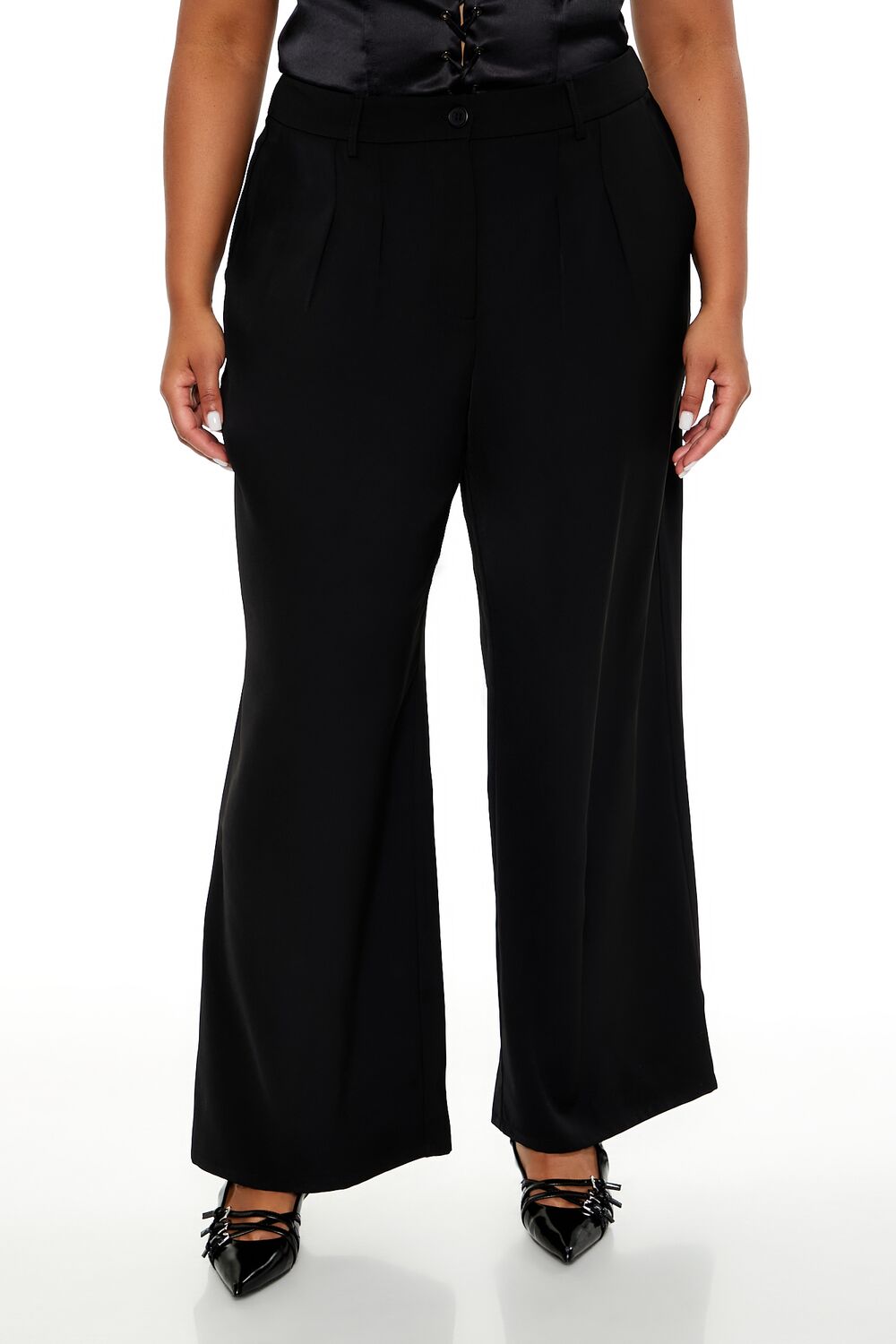  Forever 21 Plus Size Wide-Leg Trouser Pants - black - Bonton
