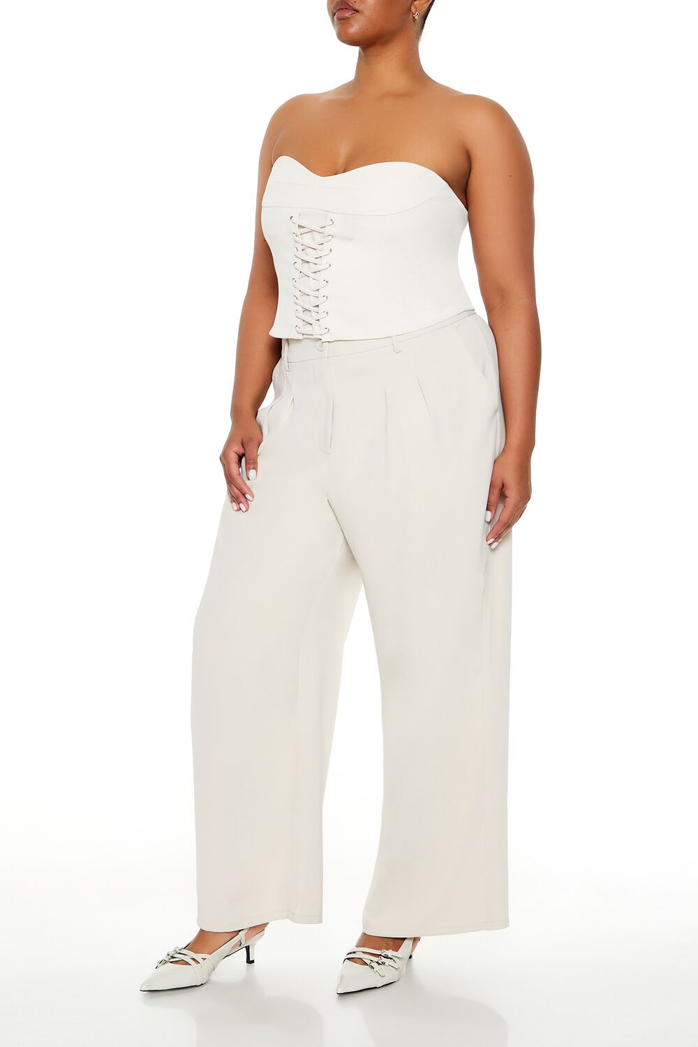  Forever 21 Plus Size Wide-Leg Trouser Pants - black - Bonton