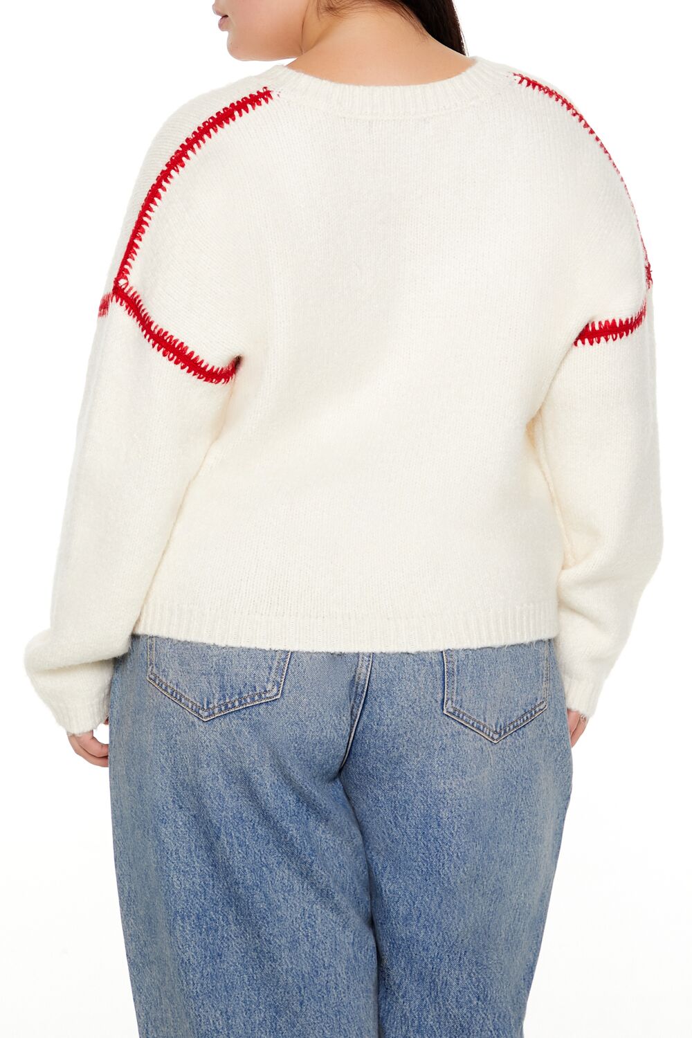  Forever 21 Plus Size Dreamer Fuzzy Knit Sweater - cream multi - Bonton