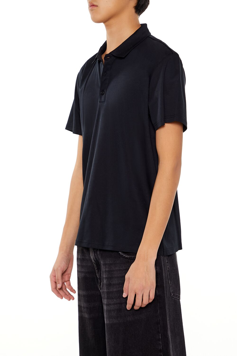  Forever 21 Supima Cotton Slim Polo Shirt - black black - Bonton