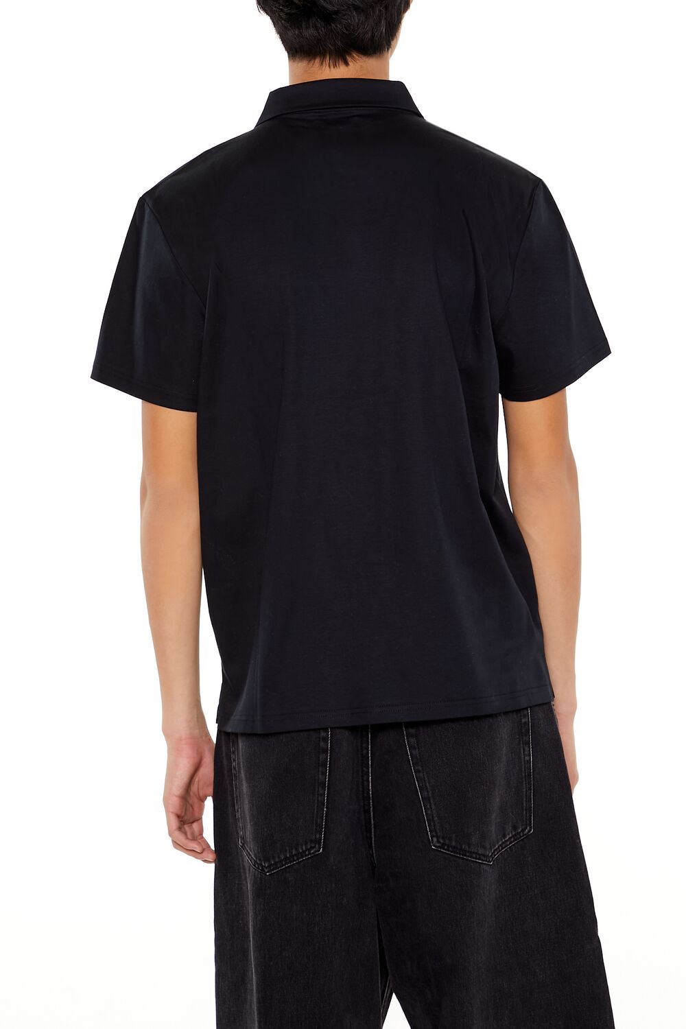  Forever 21 Supima Cotton Slim Polo Shirt - black black - Bonton