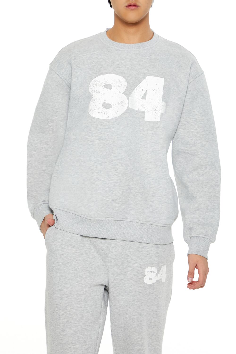  Forever 21 84 Graphic Pullover - heather grey white - Bonton