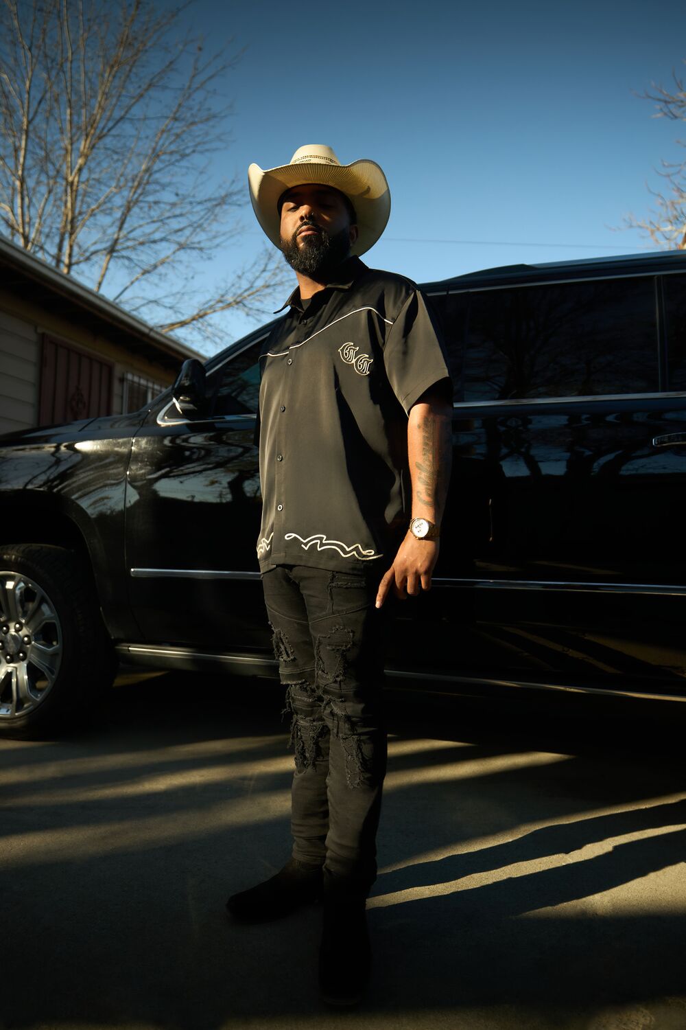  Forever 21 Compton Cowboys Embroidered Shirt - black cream - Bonton