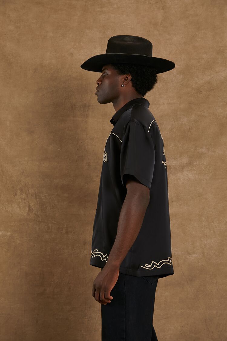  Forever 21 Compton Cowboys Embroidered Shirt - black cream - Bonton