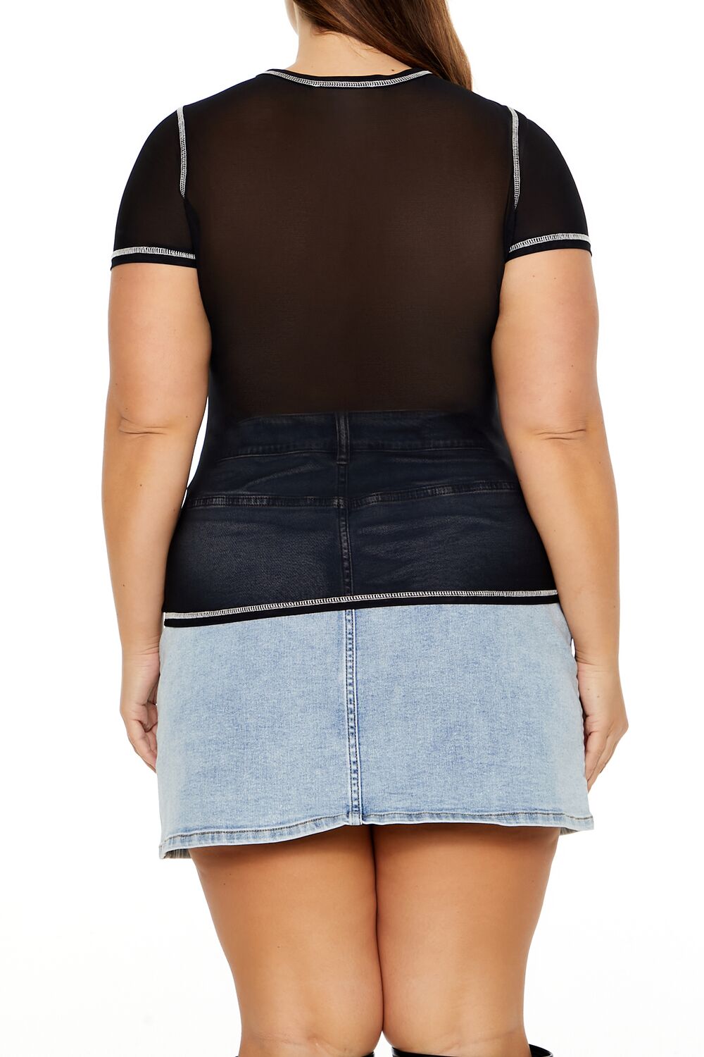  Forever 21 Plus Size Bustier Graphic Baby Tee - black multi - Bonton