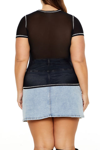 Plus Size Bustier Graphic Baby Tee