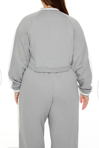 Plus Size Active Striped Jacket