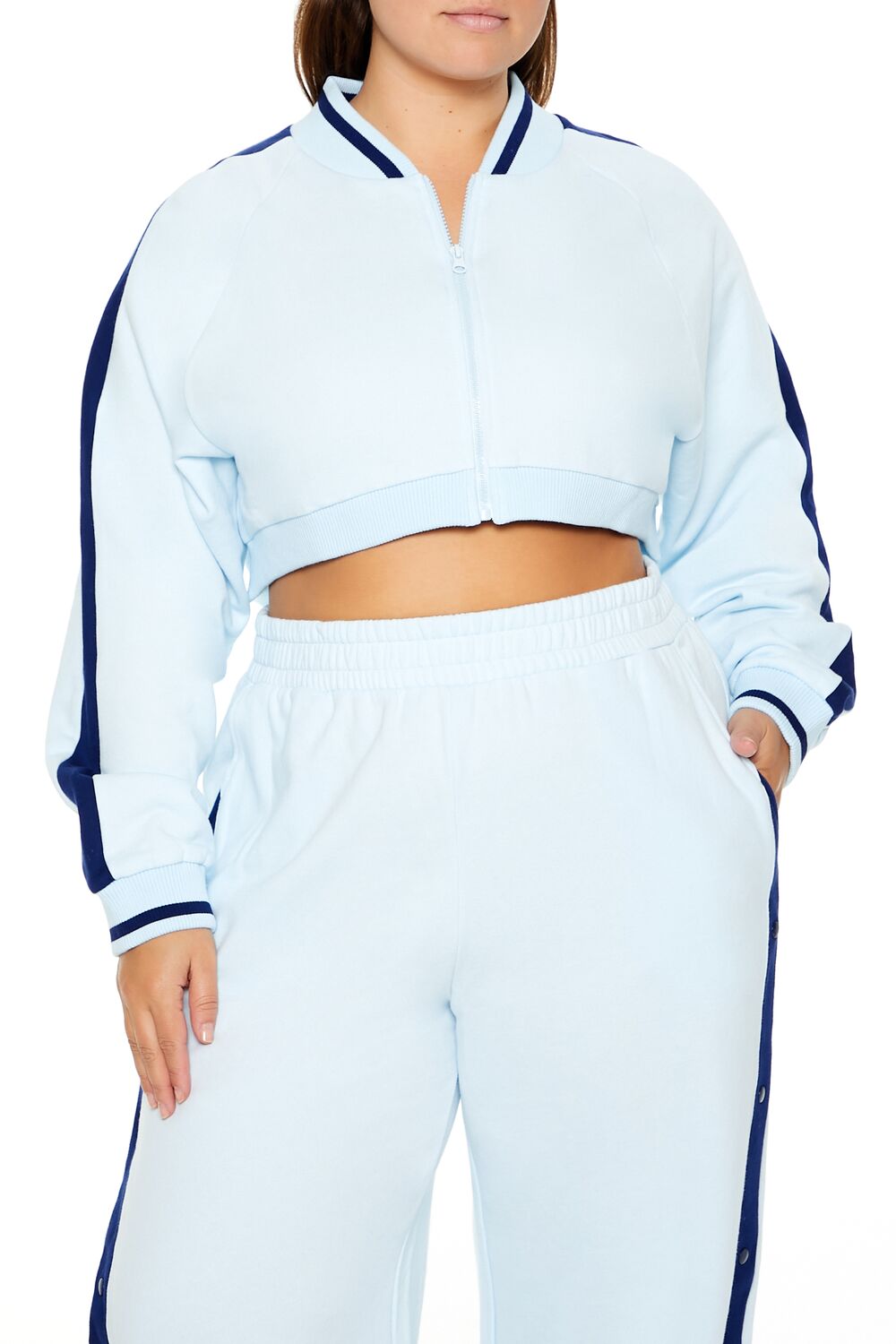  Forever 21 Plus Size Active Striped Jacket - harbor grey white - Bonton